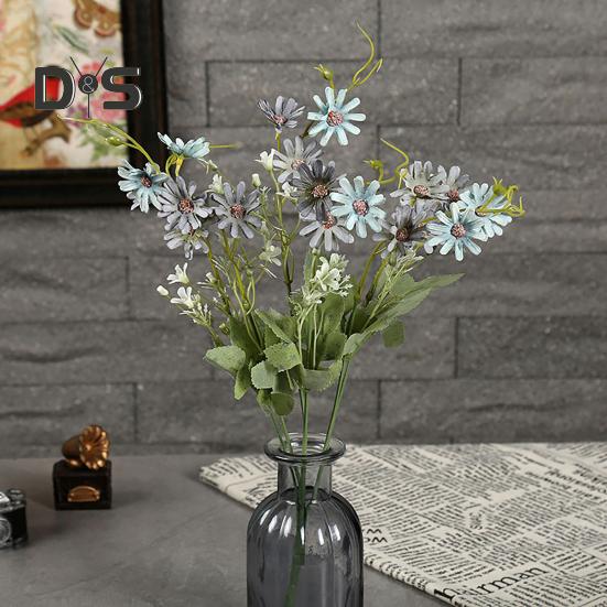 2 Pcs Simulated Flowers Bunch Artificial Daisies with Flexible Stem Weatherproof Fake Flowers for Vase Garden Home Decor Spring Summer Decoration