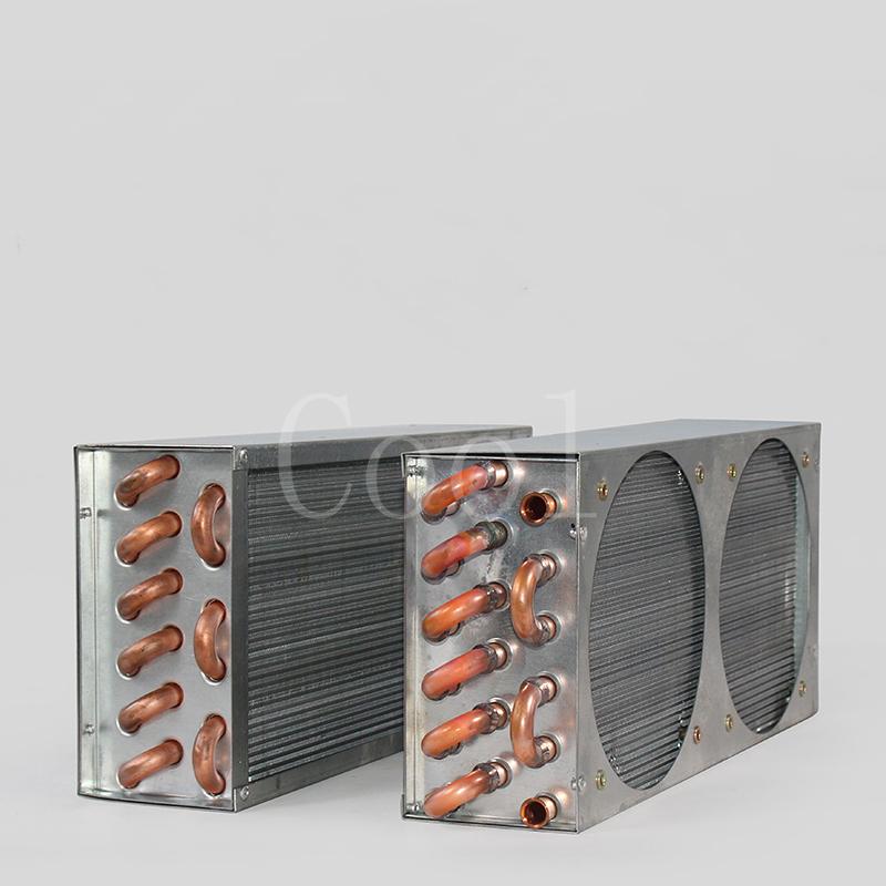 264mmx150mmx60mm Double Air Outlet Condenser Evaporator Water-cooled Finned Copper Tube Radiator Heat Sink Instrument Cooler