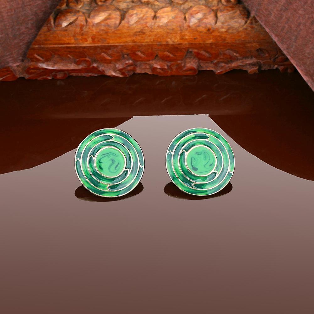 

Элегантные позолоченные серьги-гвоздики Estele с зеленой эмалью для девочек и женщин