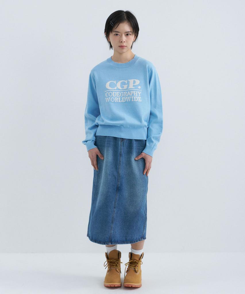 CGP (Women) Square Logo Knit - Sky Blue