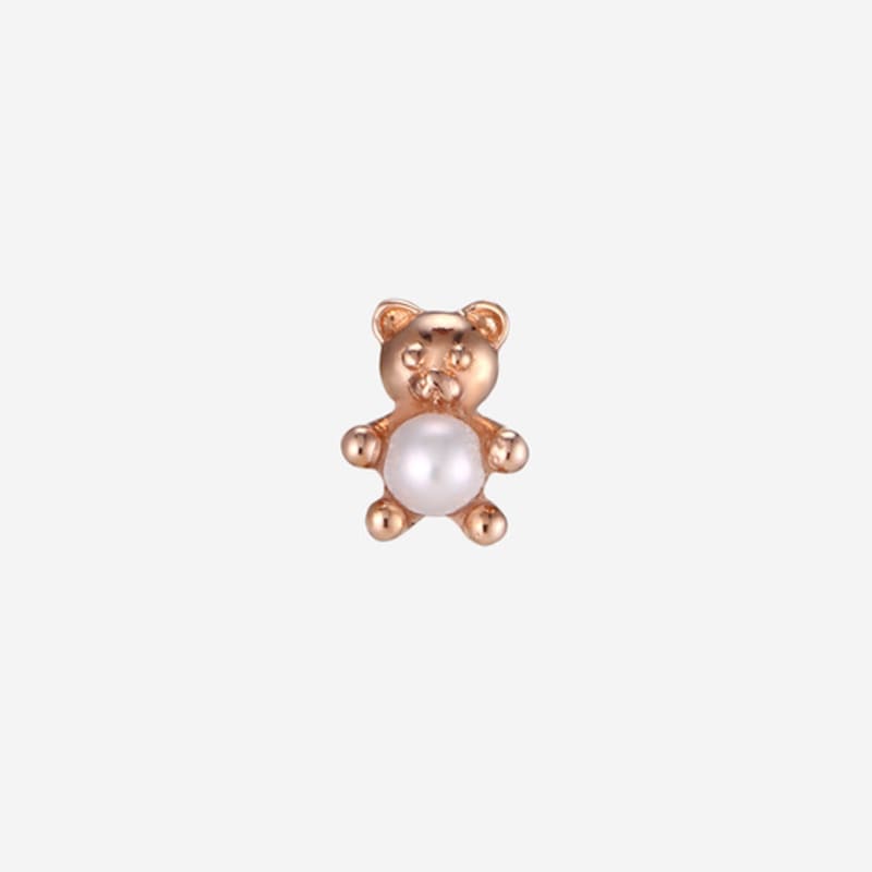 MIMIMIN Freshwater Pearl Inner Conch Tragus Outer Cut Earlobe Bear Piercing PEARL BEAR (14k gold)