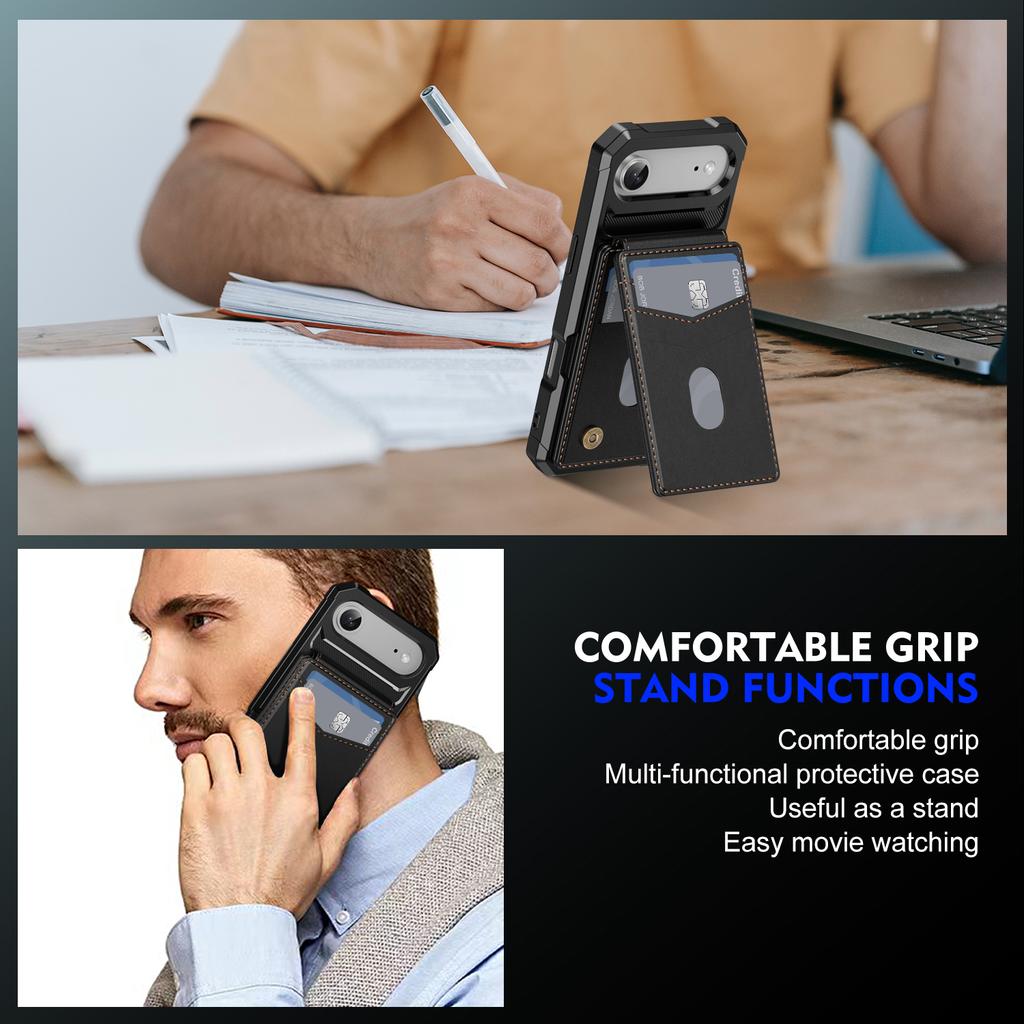 For iPhone Air Magnetic Case Detachable Card Slot Kickstand Leather + TPU Phone Cover