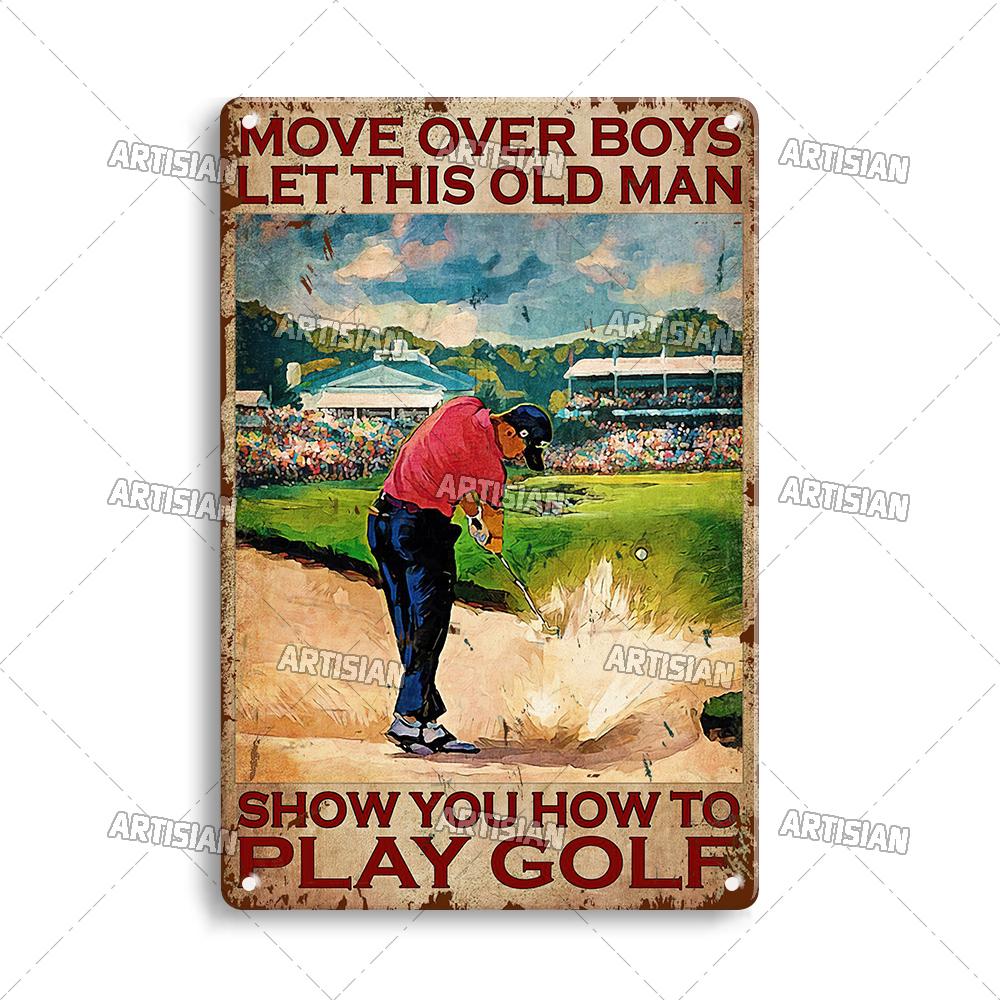 Artisian Golf Golfer Metal Sign Sport Tin Plaque Vintage Decorative Poster Wall Decor Garage Bar Pub Club Hotel Cafe Kitchen