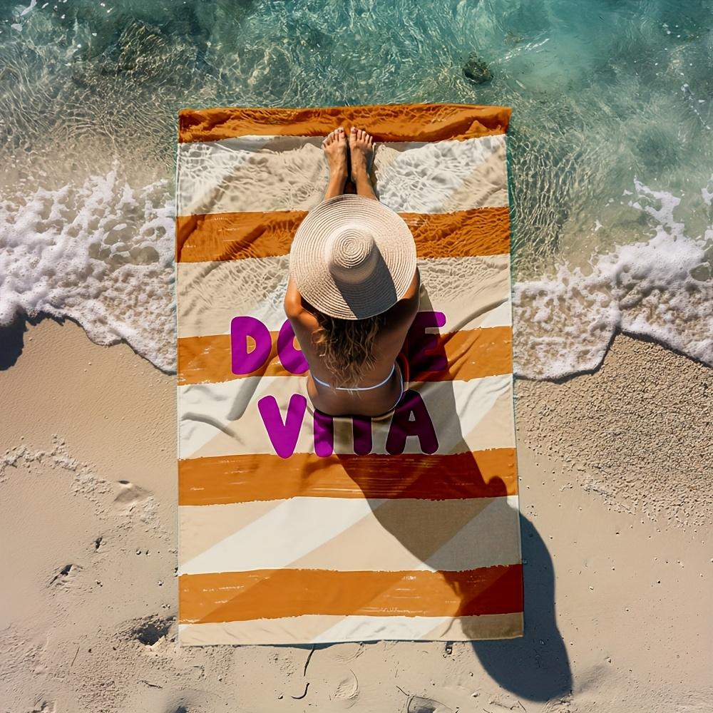1pcs Oversized Microfiber Beach Towel - Soft, Lightweight, Quick-Dry Towel with Fun Prints, A poster with the words La Dolc
