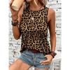 Summer Round Neck Leopard Print Pattern 3D Printed Top Fashionable Casual Sleeveless Women's Tank Tops