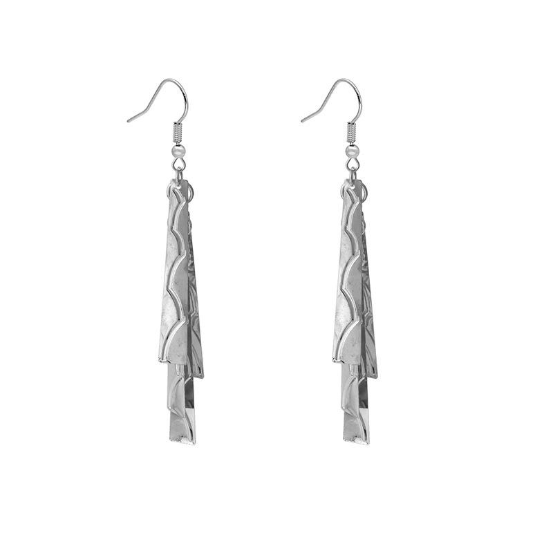 European and American Multi-Layer Hollow Metal Geometric Tassel Earrings
