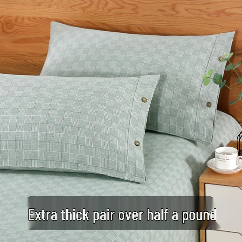 Pair of Thickened Pure Cotton Pillowcases, 48cm X 74cm - 2024 New Style