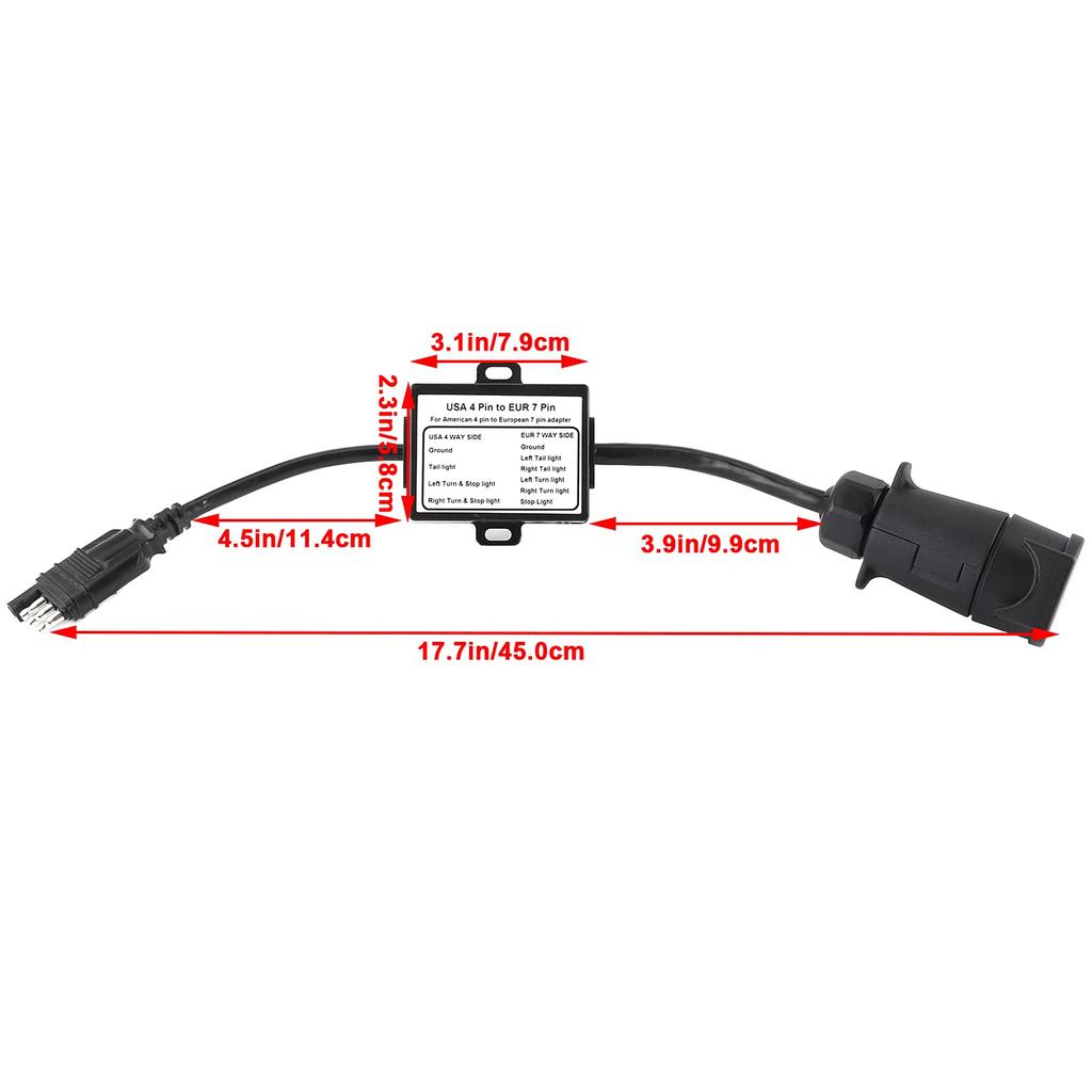 Trailer Connector Electrical Converter Tow Plug 7 Pin Trailer Plug Adapter USA 4 Pin