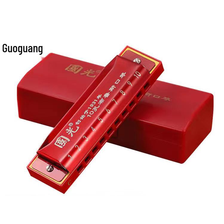 

Guoguang 10-Hole C Key Blues Harmonica - Beginner Self-Study for Kids & Adults червоний