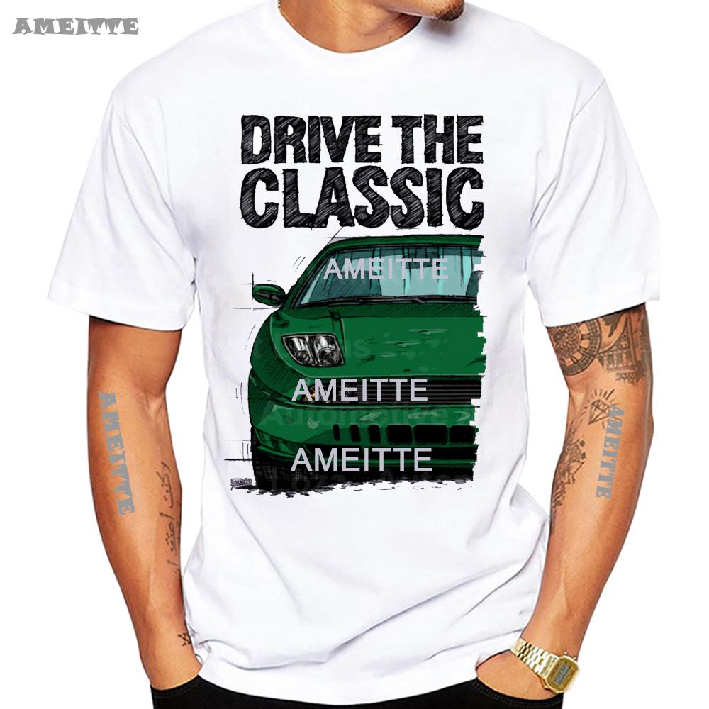 Newest Summer Men Short Sleeve Classic Fiats Coupe Color Bumper Grille Version T-Shirt Boy White Tees Legend Car Design Mans Tops