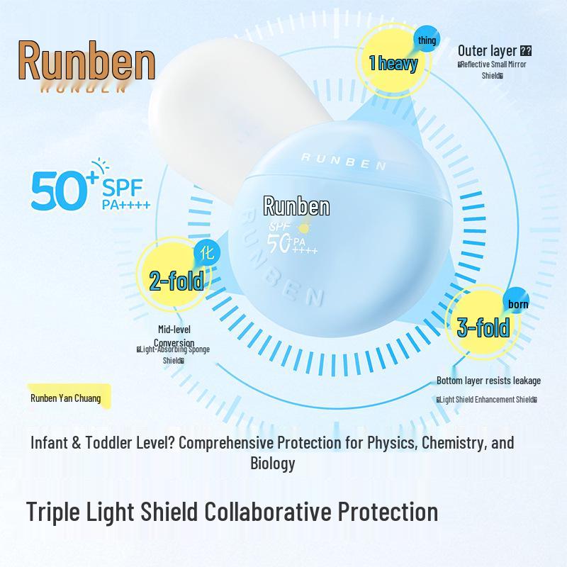 Runben Kids' SPF50 UV Protection Sunscreen, Waterproof Outdoor Lotion for Boys & Girls