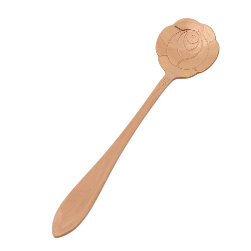 Flower Spoon Afternoon Tea Server Stainless Steel Small Spoon Gold Plated Coffee Rose Spoon