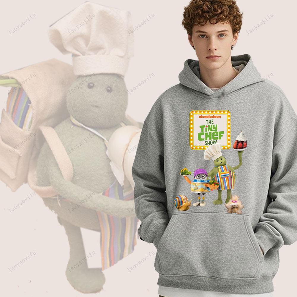 The Tiny Chef Show Pattern Hoody Winter Casual Loose and Warm Hooded Sweatshirt Drop Shoulder Comfortable Personality