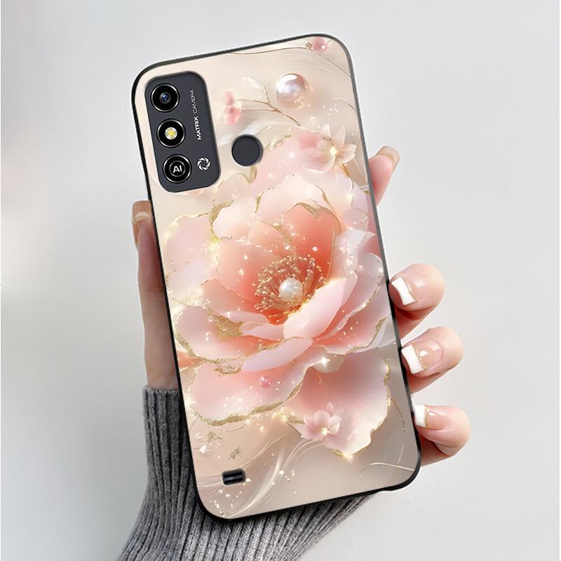 Case For ZTE Blade A53 BladeA53 Pro Casing Luxury Fashion Butterfly Flowers Black Soft TPU Silicone Protective Cover Phone Shell