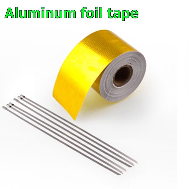 Self Adhesive Tape Gold High Temperature Heat Insulation Shield Wrap Tape Bandage 50mm 10M/5M Roll Universal Aluminum Foil Tape