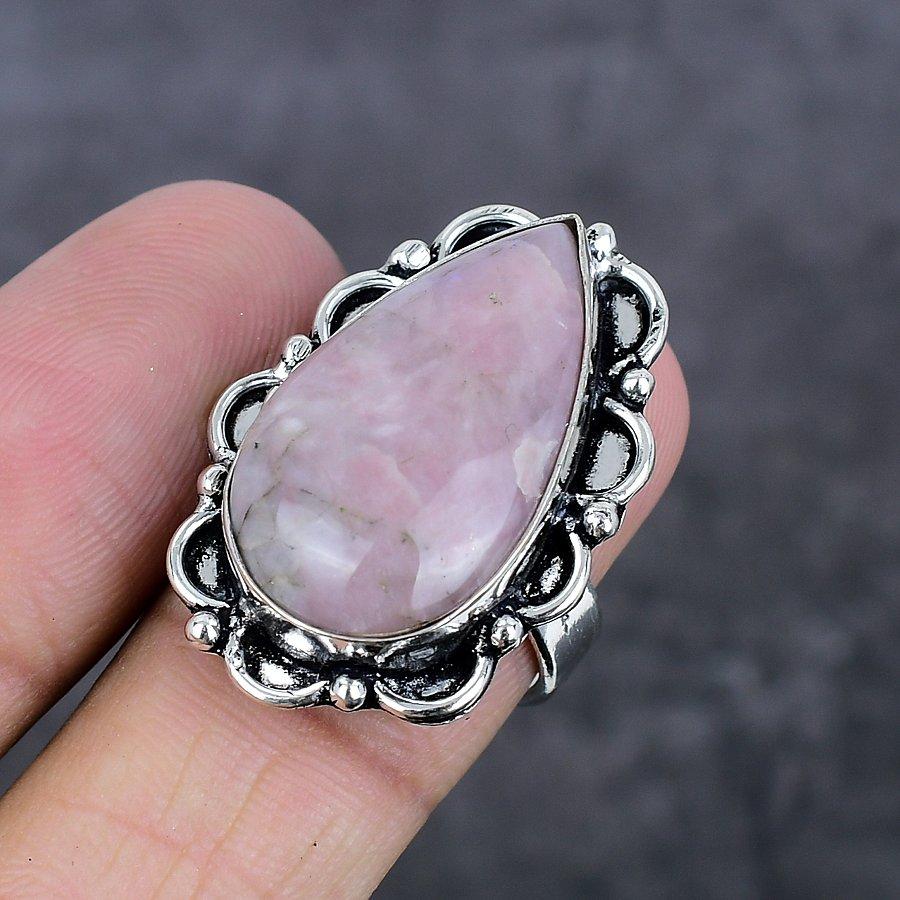 Pink Opal Handmade 925 Sterling Silver Jewelry Ring Size 7.5 j6m59