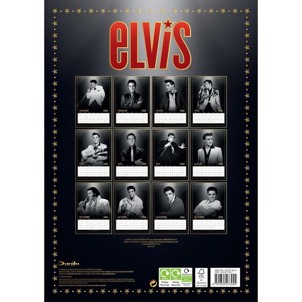 Elvis Presley 2026 A3 Wall Calendar