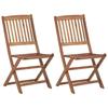 VidaXL Chaises pliables de jardin 2 pcs avec coussins Bois d'acacia