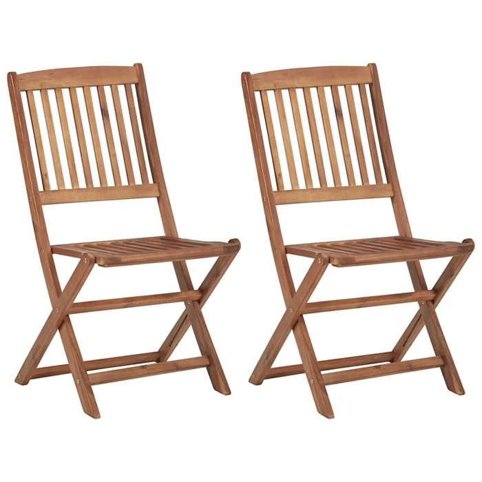 VidaXL Chaises pliables de jardin 2 pcs avec coussins Bois d'acacia
