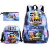 Large Capacity Schoolbag with Shoulder Strap; Student Three-piece Pencil Case Set