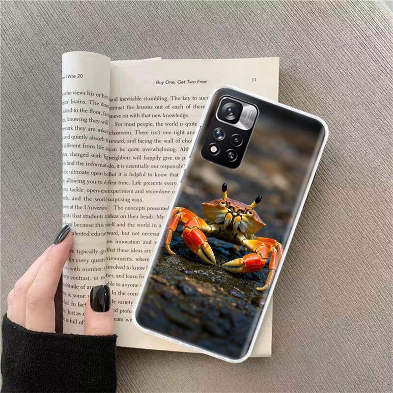 Unique Animal Crab Phone Case For Redmi Note 13 12 Pro Plus 14 15 Pro 5G 11 11T 11E 11S 10 Pro 10S 9 9S Cover Cell Clear TPU Cap