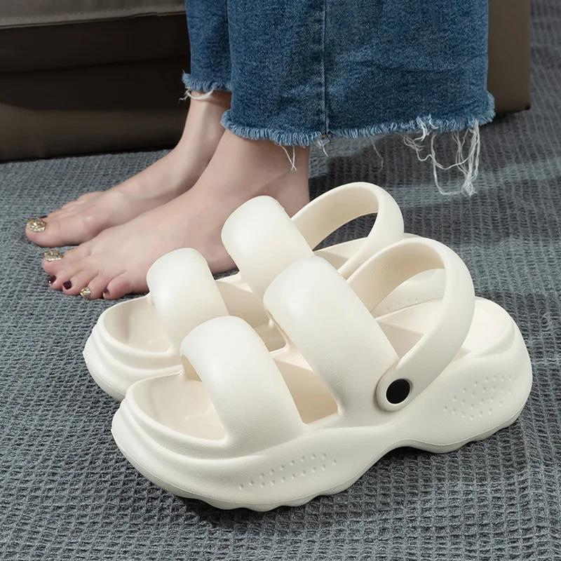 Fashion Women White Chunky Platform Sandals Women Summer 2025 Soft Non Slip Beach Shoes Woman Fashion Thick Bottom Eva Sandalias Mujer