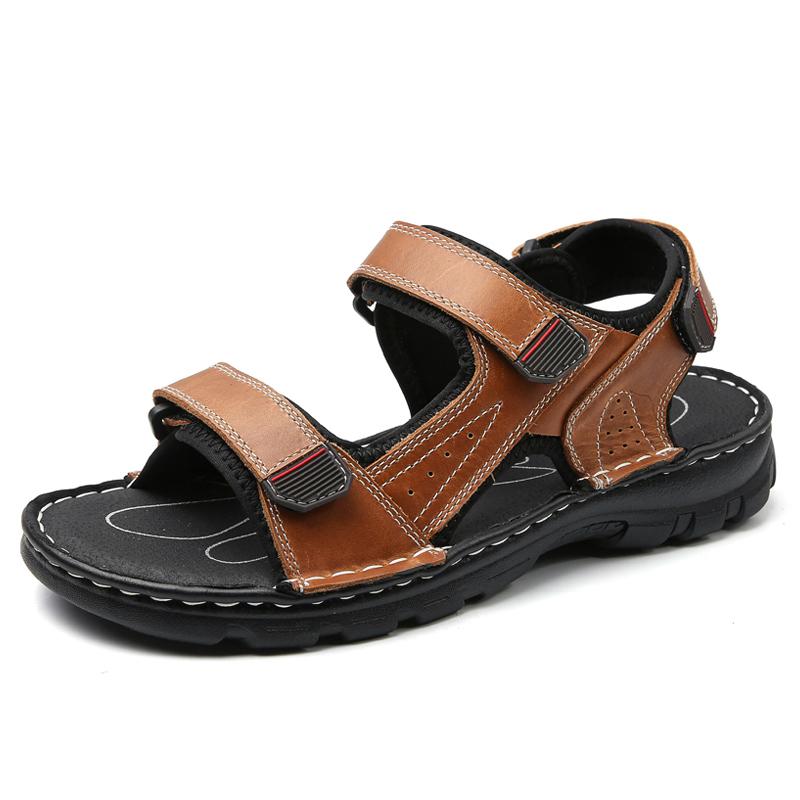 Summer Outdoor Sandals For Men Leather Sandals Plus Size 38-48 Summer Shoes For Men Breathable Sport Beach Sandale Homme