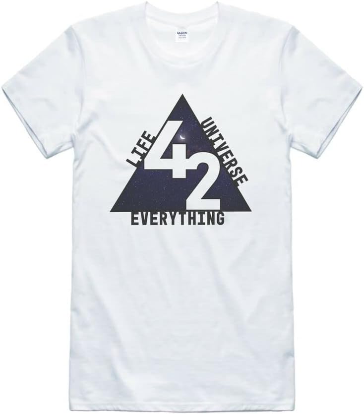 Hitchhikers Guide to The Galaxy Number 42 Inspired Tshirt HG2G Geek Book Top Tee 3XL белый