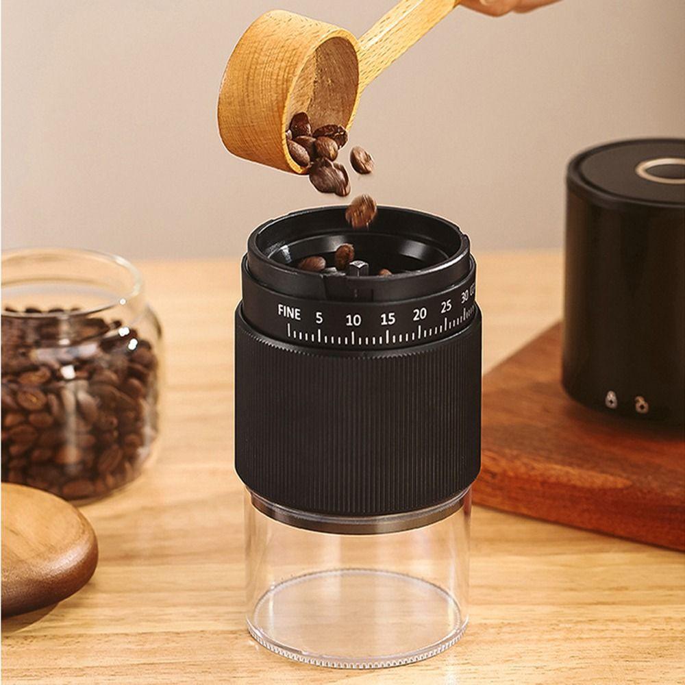 Clear Bin Coffee Bean Grinder 35-Gears Adjustable Hand-Cranked Coffee Mill Espresso Preparation