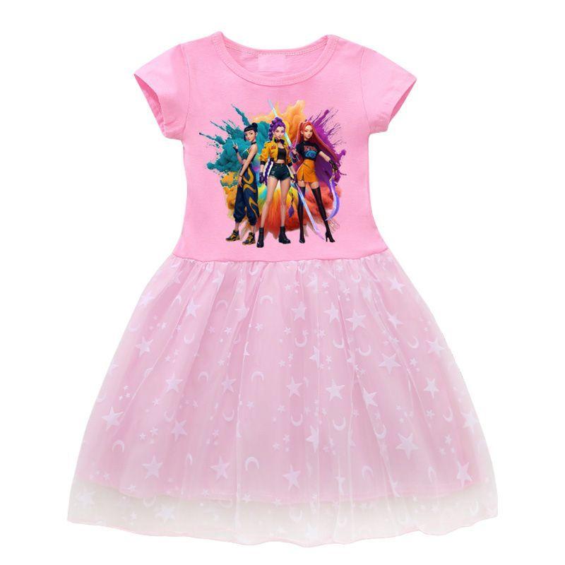Kindermode Kpop Hexenjagd Gruppenkleid Sommer Mädchen Prinzessinnenkleid