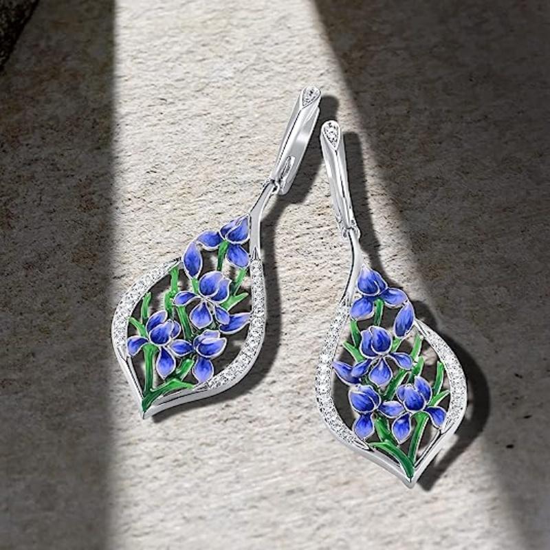 

CAOSHI Special-interest Purple Flower Designed Earrings for Women Elegant Accessories Daily Wearable Earrings Statement Jewelry