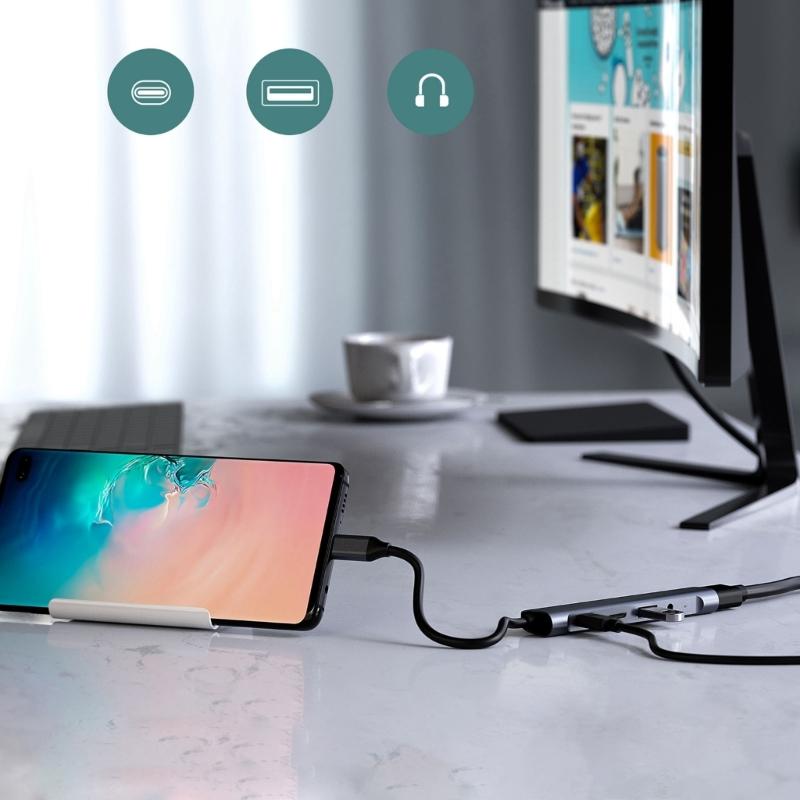 Aluminum Alloy USB C Adapters Supports 4K HDTV 60WPD Fast Charging And Multiple Port Expansion