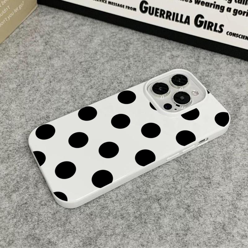 Fashion Cute Black Polka Dot Soft TPU Phone Case For iPhone 16 15 13 14 12 11 17 Pro Max 16 Plus 17Air 16E Back Cover Funda