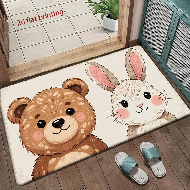Cute Bear & Bunny Mat Living Room Decoration Home Sofa Non-Slip Carpet Study Bedroom Tatami Children'S Soft Floor Mat