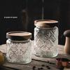 KEMORELA Vintage Glasbehälter Vorratsglas mit Dichtung Holzdeckel Retro Design Holz Glas Luftdichter Behälter Geprägter Behälter