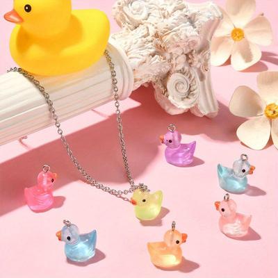 Luminous Resin Duck Shaped Colorful Animal Jewelry DIY Making Keychain Jewelry Making Accessories