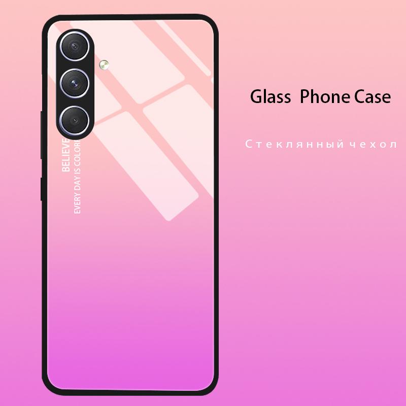 Hartowane Szklane Etui na Telefon Dla Samsung Galaxy A05 A05S Pokrowiec A15 A14 A24 A34 A25 A54 4G 5G Luksusowy Twardy Tył Zderzak A04 A04S A04E