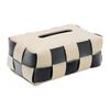 Checkered Tissue Box, with Flip-Open Top, PU Leather Tissue Holder, Stain-Proof Facial Tissue Dispenser, for Bathroom Car Bedroom