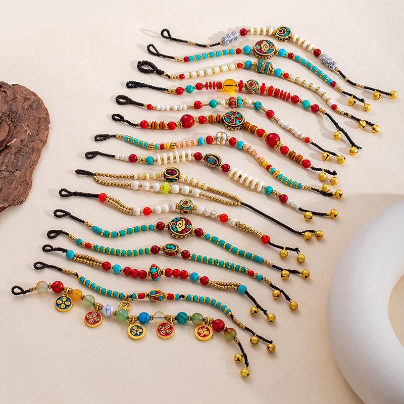 Stylish Boho Ethnic Bracelet, Retro Ancient Weaving Craft, Delicate Bell Detail, High Texture Creative Ladies Wrist Jewelry