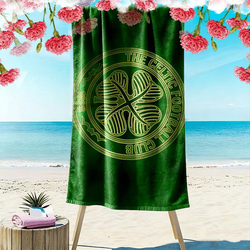 Celtic Football Team Logo Print Beach Towel, Large Soft Quick Dry Towel for Beach Camping Swimming