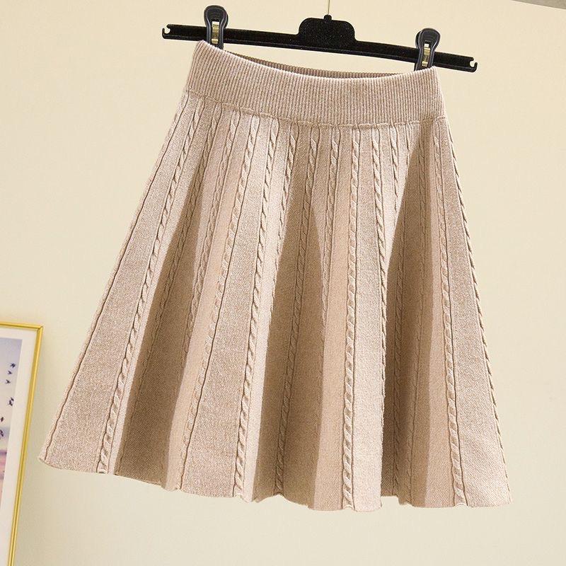 Korean Style A-Line High Waist Mini Skirt for Women - Slimming, Plus Size, Hip-Covering, Draping Effect, Big Swing Knitted Umbrella Skirt