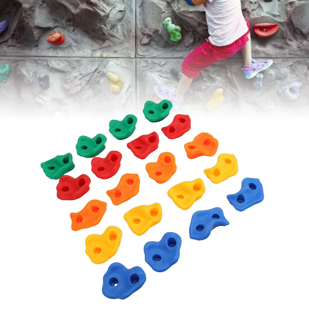 20PCS Rock Climbing Holds for Kids PE Multi Colored Climbing Rock Wall Grips with Mounting Hardware for Indoor Outdoor