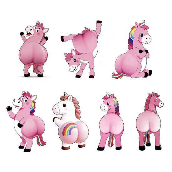 3D Horse Butt Anti-collision Sticker Cartoon Horse Decal Anxiety Stress Relief Butt Pinch Toy Adhesive Animal Decorative Sticker