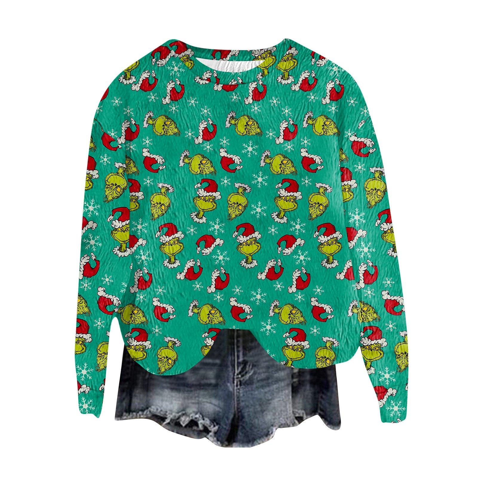 

Женский модный пуловер с круглым вырезом, футболка с длинным рукавом, рождественская толстовка с принтом L