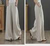 Retro Wide-Leg Cotton Linen High-Waisted Pants - Plus Size Women's Casual Wear