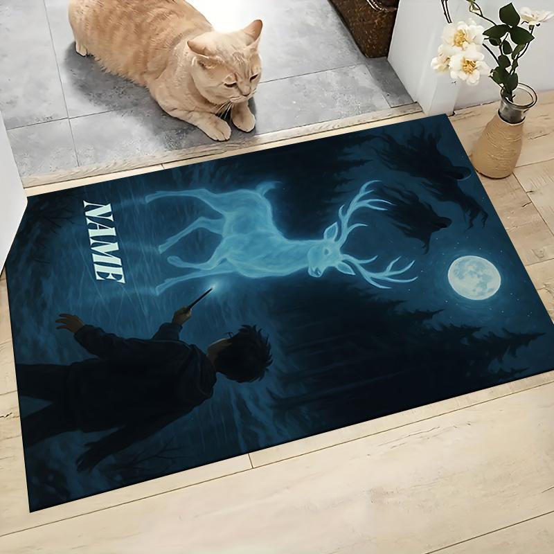 Custom Name Witchcraft Magic Hogwarts Crest Carpet Rug Customizable Soft Washable Anti-Slip Home Living Room Sofa Mats Personalized Rug. 090983