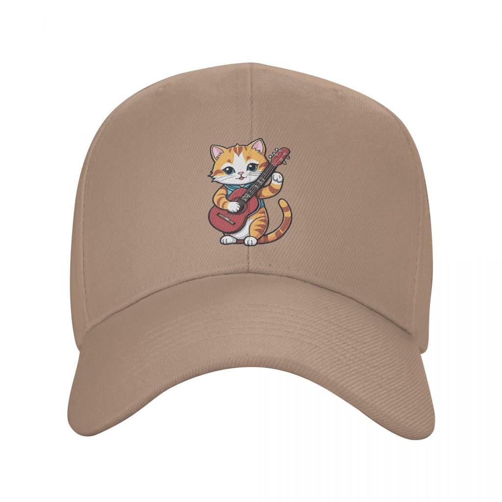 Rock Cat Playing Guitar Cartoon Guitar Cat Baseball Caps Snapback Men Women Hats Adjustable Cap Hip Hop Baseball Hat Casquette