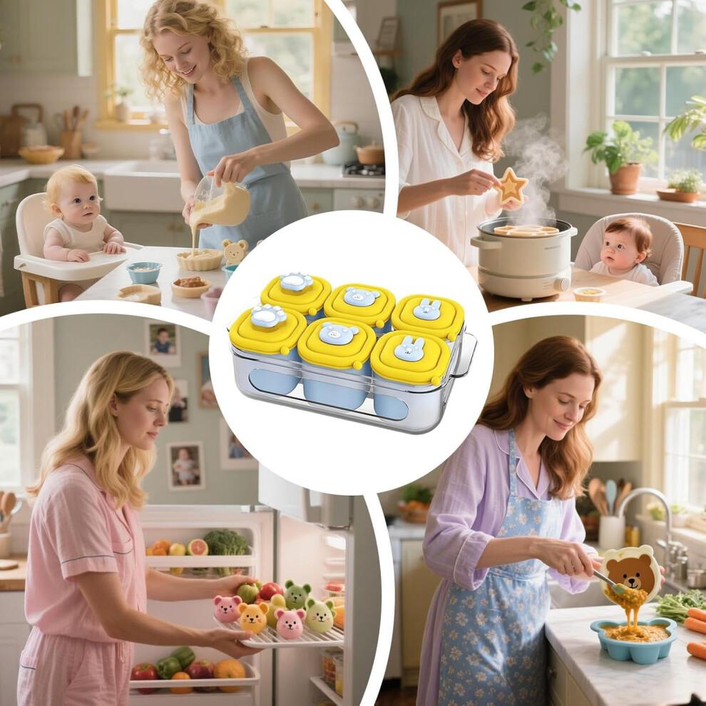 Baby Food Freezer Trays | Silicone Ice Cream Mold with 6 Cavities for Baby Puree Storage and Reusable Baby Food Containers