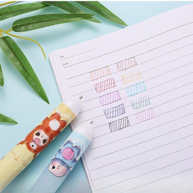 10Pcs Cartoon Doll Ten Color Ballpoint Pens with Smooth Writing Are Suitable for Office Work, Problem Solving, Signature Writing, Diary, Note Taking,