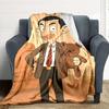 1 st Mr. Bean Teddy Flanellen Plaid HD Geprint Lichtgewicht Zacht Warm Deken voor Alle Seizoenen voor Bank, Bed, Reizen, Kamperen Machinewasbaar